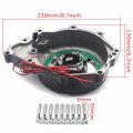 Httmt- Black W Green Led Left Engine Stator Cover See Thru Compatible With 2006-2014 Yamah Yzf-r6 P N Mt313-008a-bk