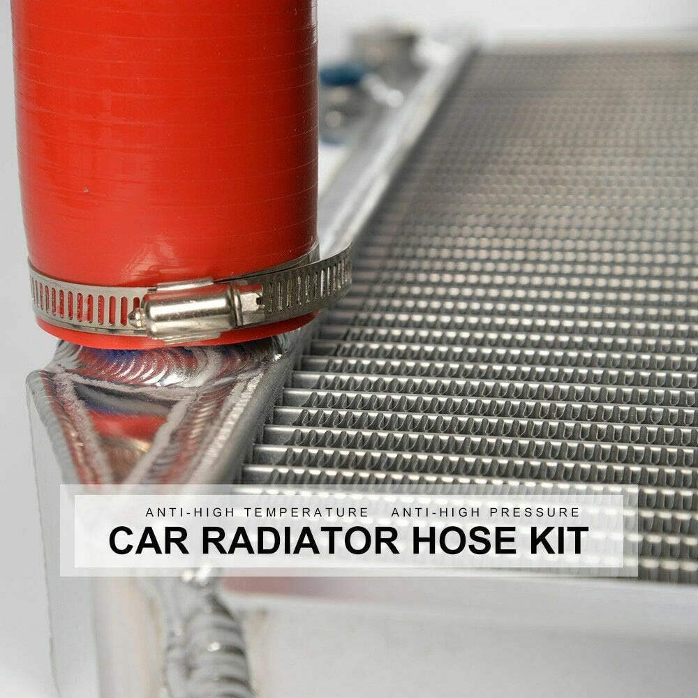 Silicone Radiator Coolant Hose Tube Kit With Clamps For Ford F100 F150 F250 Bronco Pickup 1968 To 1979 2 Piece Red Set