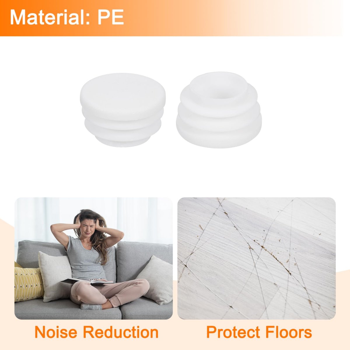 8pcs Round Plastic Hole Plug 0 98 Dia Rubber End Caps Pipe Tube Inserts Blanking For Chair Legs Metal Post Furniture White