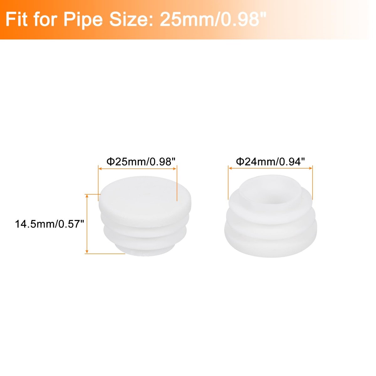 8pcs Round Plastic Hole Plug 0 98 Dia Rubber End Caps Pipe Tube Inserts Blanking For Chair Legs Metal Post Furniture White