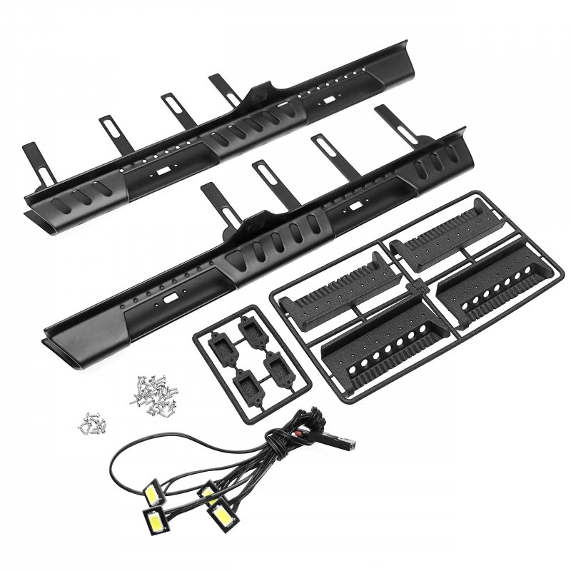 Club 5 Racing Stainless Step Down Rock-slider W Courtesy Lights For Scx10 Iii Jt Gladiator