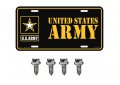United States Army Star Yellow And Black Automobile Metal License Plate Including Fastener Screws 