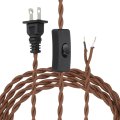 16 4ft 18 2 Twisted Cloth Covered Lamp Cord Vintage Fabric Electrical Wire With Switch Button And Plug Stripped Ends Ready For 