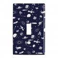 Space Pattern With Stars Planets Aliens Astronauts Spaceships Dogs Plastic Wall Decor Toggle Light Switch Plate Cover 