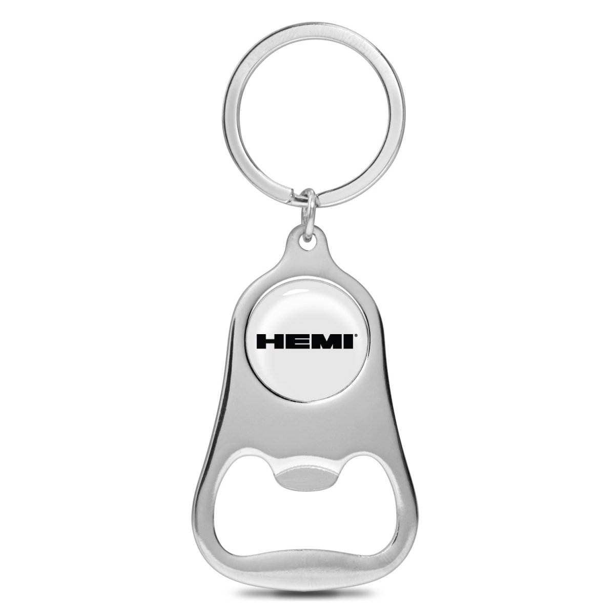 Hemi White Logo Chrome Finish Flat Bottle Opener Metal Key Chain Official Licensed Automotive Accessory 2 25 In X 1 5