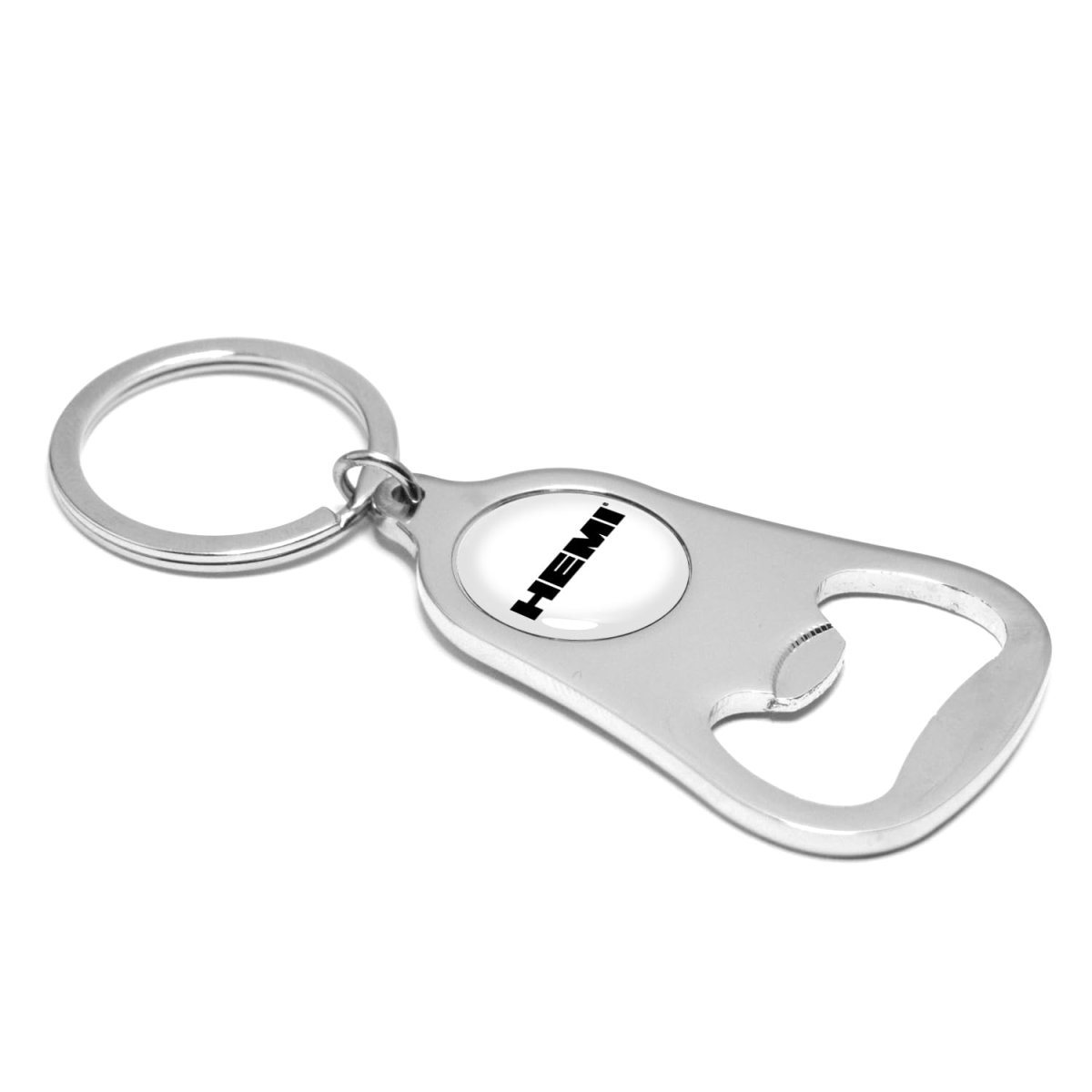 Hemi White Logo Chrome Finish Flat Bottle Opener Metal Key Chain Official Licensed Automotive Accessory 2 25 In X 1 5