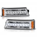 Front Bumper Led Strip Fog Light Assembly For 2003-2006 Chevy Avalanche Silverado 1500 2500 3500 Metallic Chrome Housing Driver 