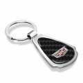 Ipick Image For Cadillac Crest Logo Real Black Carbon Fiber Gunmetal Teardrop Key Chain Keychain Official Licensed