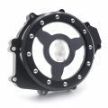Httmt- Black Clear Cnc See Through Left Engine Stator Cover Crankcase Compatible With Yamah Yzf R1 1998-2003 P N Mt313-052a-bk
