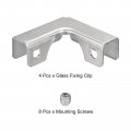 Uxcell Glass Fixing Clip 4pcs For 8-10mm 304 Stainless Steel L-shaped Connector Combination Bracket Reinforced Clamp Display
