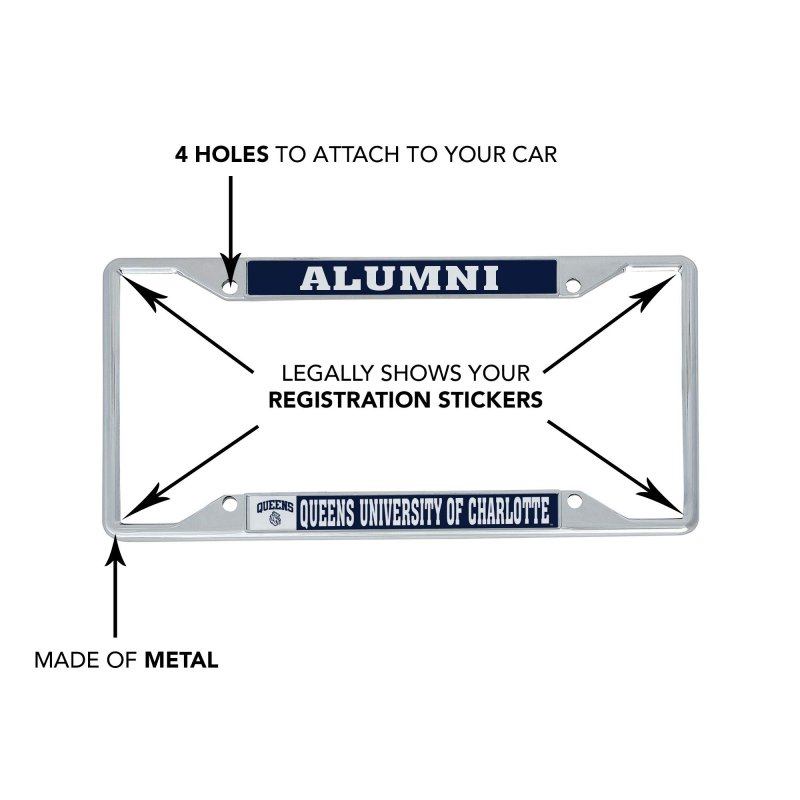 Queens University Of Charlotte Royals Metal License Plate Frame Officially Licensed Alumni Car Accessory Standard Size 6 25 In