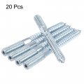 Uxcell M10x30mm Hanger Bolts Double Head Dowel Screw For Wood Furniture 20pcs