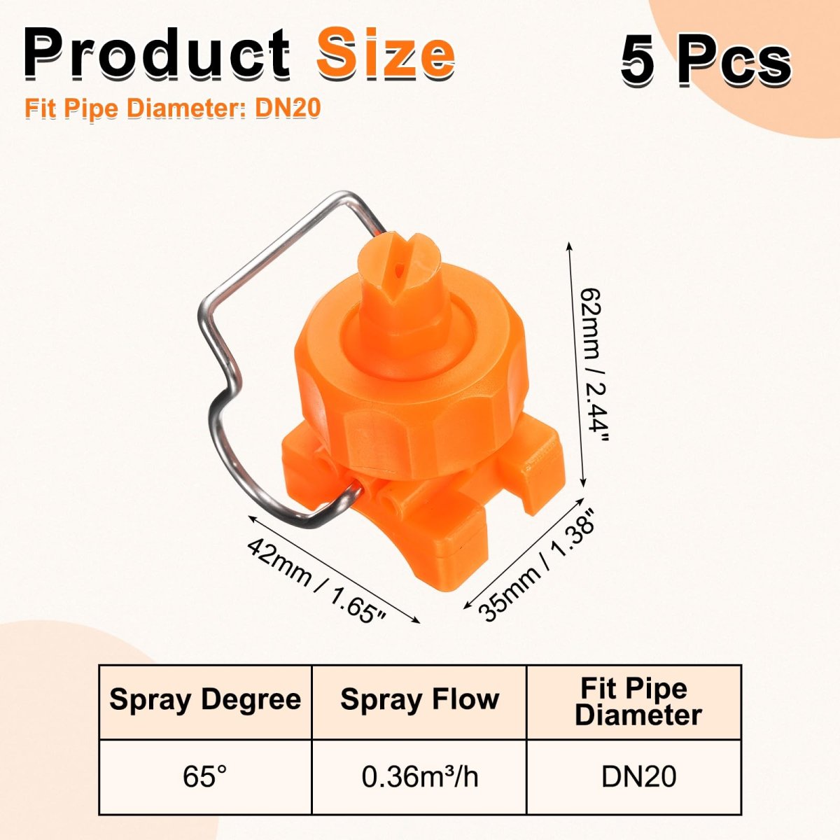 5pcs Flat Fan Spray Tip 65 Degree Nozzle With Clip Adjustable Plastic Yellow Nozzles Fit 3 4 Hose For Car Washing Irrigation 0