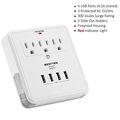 Bestten Multi Outlet Wall Mount Adapter Surge Protector With Four 4 Usb Charging Ports 3 Electrical Extenders And 2 Slide Out 