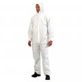 Greenour Case Of 48 Disposable Sms Coveralls With Hood For Adults Fluid-resistant White Painters Suit Large 