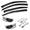S Sizver Combo Window Visors Chrome Top Half Mirror 4dr Handle Covers For 2008-2012 Honda Accord 
