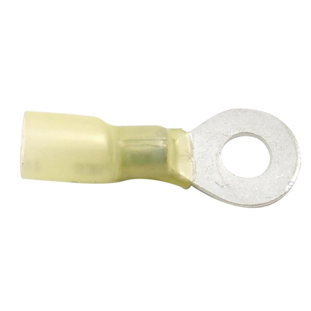 Heat Shrink Terminals Yellow 1 4 In Stud Size 12-10 Ga Gauge Ring Terminal With Multiple Wall Polyolefin Adhesive Lined Tubing