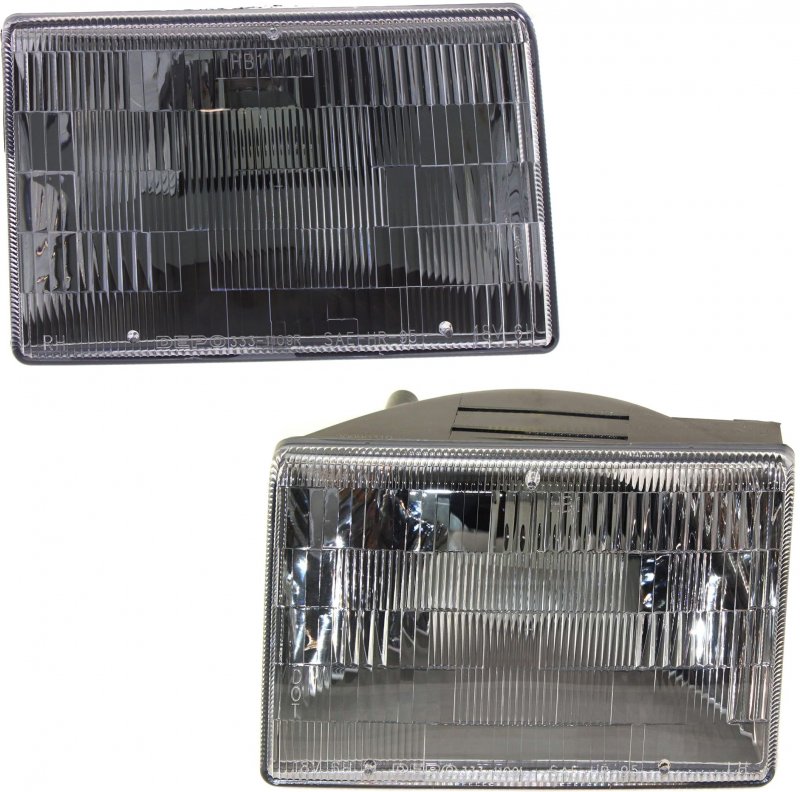 Evan-fischer Headlight Set For 1993-1998 Jeep Grand Cherokee Left Driver And Right Passenger Side Halogen With Bulb S