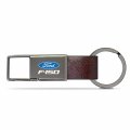Ipick Image Made For Ford F-150 Brown Leather Strap Gunmetal Pull-out Metal Premium Key Chain