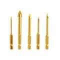 Driak 5pcs Tungsten Carbide Titanium Coated Glass And Tile Drill Bits Set For Ceramic Marble Mirror