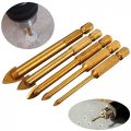 Driak 5pcs Tungsten Carbide Titanium Coated Glass And Tile Drill Bits Set For Ceramic Marble Mirror