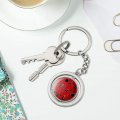 Graphics More Makeup Lipstick Mascara Eyeliner Pattern Keychain Spinning Round Chrome Plated Metal