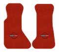 Avery S Floor Mats Custom Fit 2 Piece Carpet Front For 1984-1996 Corvette With Black C4 Flag Logo Red 