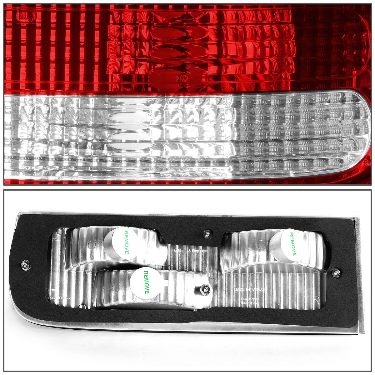 Auto Dynasty Pair Of Clear Red Lens Rear Brake Tail Lights Stick-on Reflectors For 300zx Z32