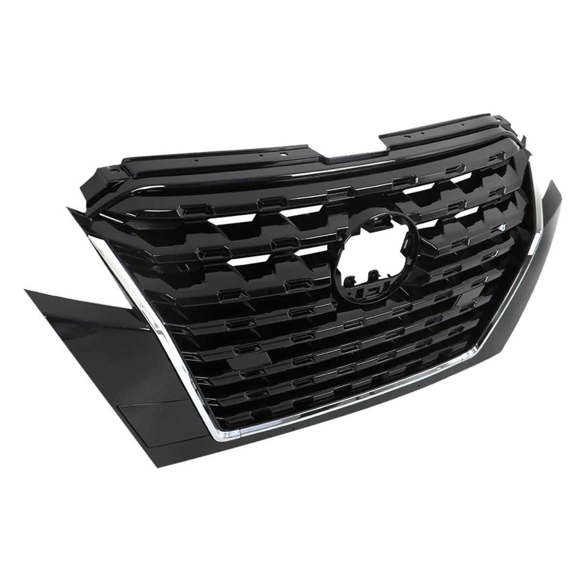Front Bumper Grille Grill Assembly Upper Replacement For 2021 2022 2023 Kicks Black Abs Plastic With Chrome Finish Direct Fit