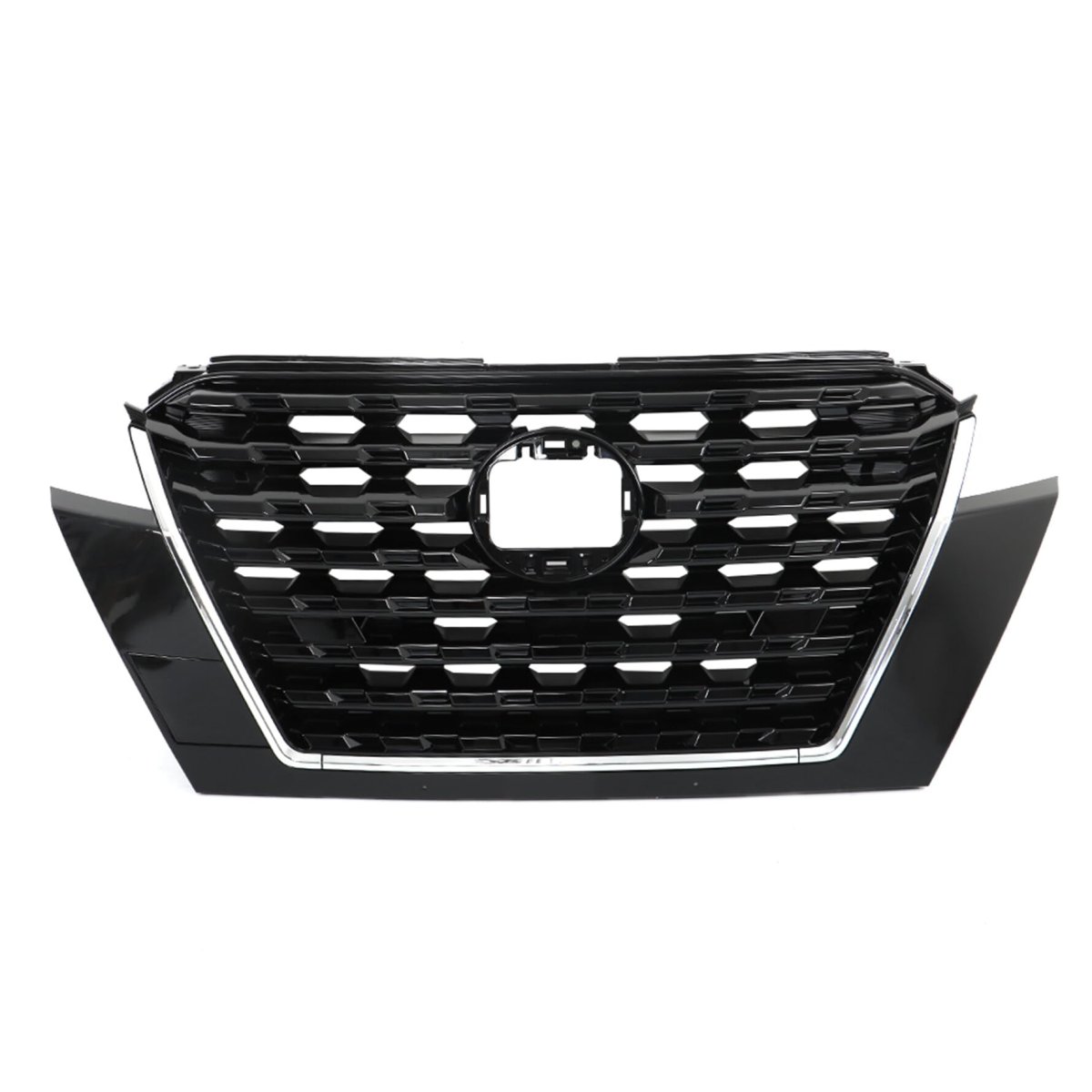 Front Bumper Grille Grill Assembly Upper Replacement For 2021 2022 2023 Kicks Black Abs Plastic With Chrome Finish Direct Fit