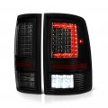C-shape Full Led Tail Light Lamp For 2009-2018 Dodge Ram 1500 2500 3500 Factory Incandescent Model Matte Black Housing Smoke 