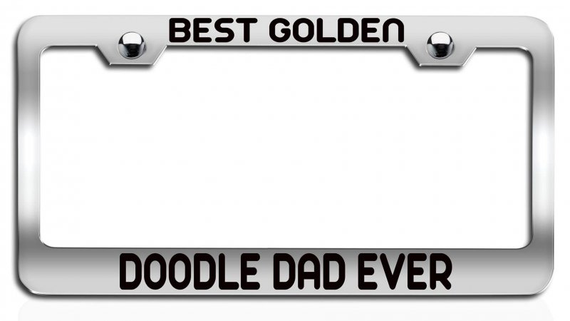 Best Golden Doodle Dad Ever Chrome Metal License Plate Frame Universal Fit For Car Suv Truck Stainless Steel Tag Holder 12 5 X