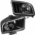 Aintier A Pair Of Automotive Headlight Assembly Fit Ford For Mustang 2005-2009 With Black Housing Clear Lens