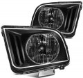 A Pair Of Automotive Headlight Assembly Fit Ford For Mustang 2005-2009 With Black Housing Clear Lens