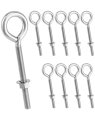 Eye Bolts 10 Pack 3 8 X 4 Stainless Steel Long Threaded Eyebolts With Nuts For Hanging Or Securing Cables 