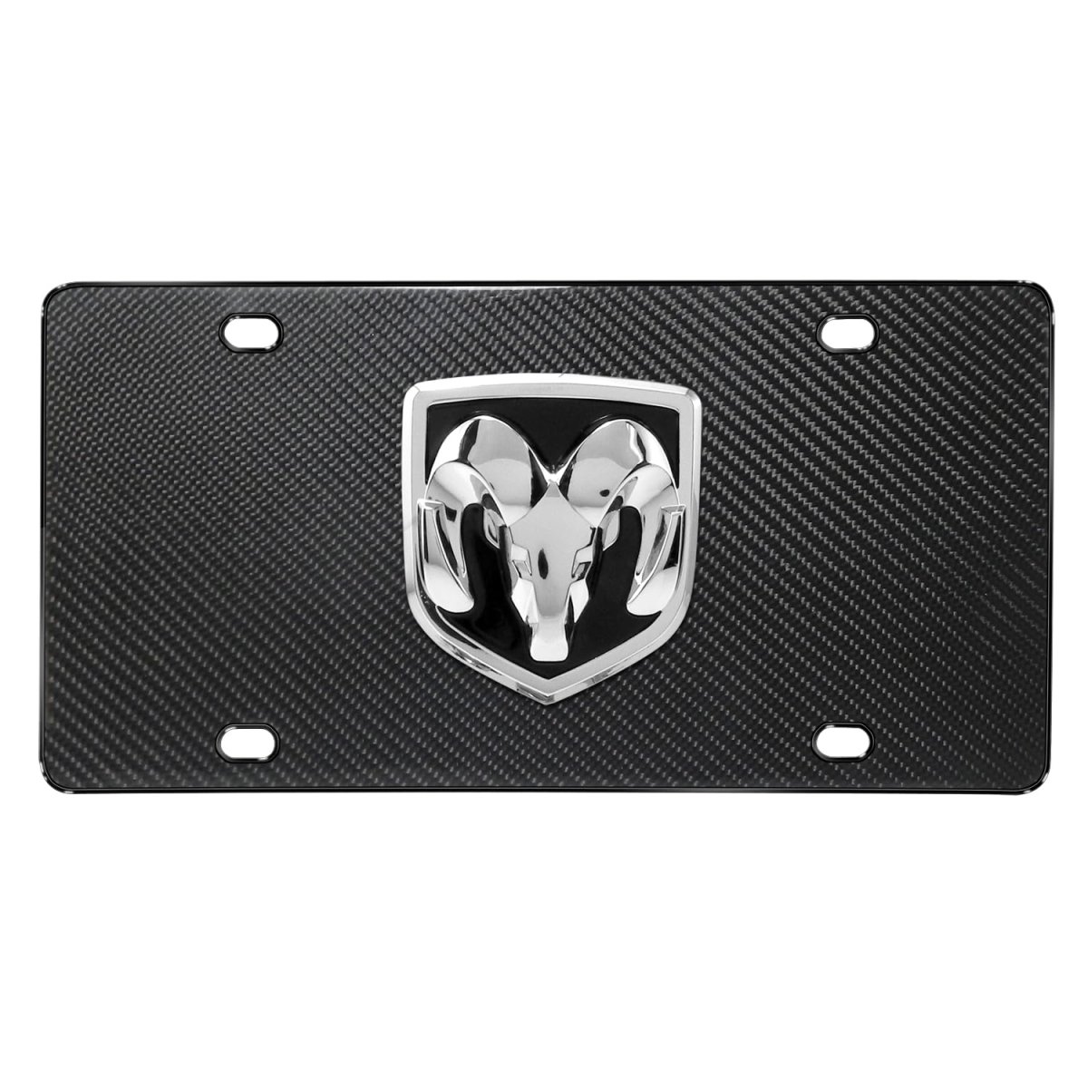Ram 3d Large Heavy Metal Logo On Real Black Carbon Fiber License Plate