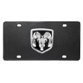 Ram 3d Large Heavy Metal Logo On Real Black Carbon Fiber License Plate 