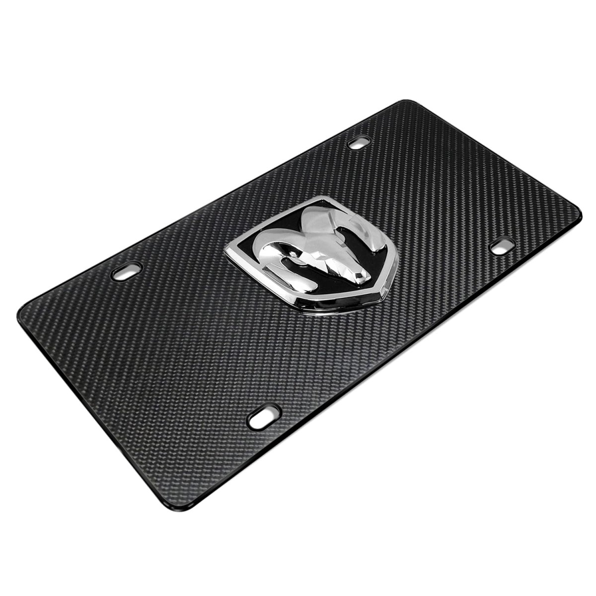 Ram 3d Large Heavy Metal Logo On Real Black Carbon Fiber License Plate