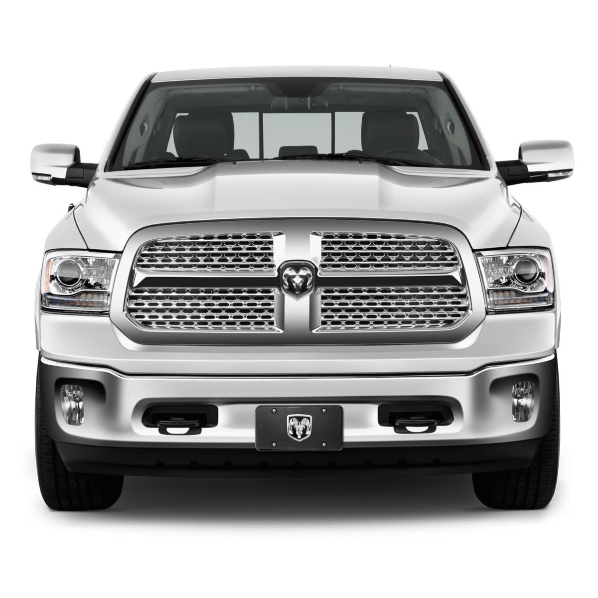 Ram 3d Large Heavy Metal Logo On Real Black Carbon Fiber License Plate