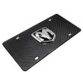 Ram 3d Large Heavy Metal Logo On Real Black Carbon Fiber License Plate