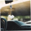Wakauto Car Rearview Mirror Aesthetic Decoration Fluffy Dice For Bling Rhinestones Hanging Auto