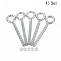 Uxcell M5x50mm Eye Hooks Screws Bolts Kit 15pcs Carbon Steel Hanger Eyelet Screw With Hex Nuts For Metal Hook Wood Terminal