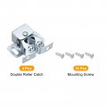 Uxcell 4 Set Double Roller Catch Cabinet Latch Hardware Fitting For Cupboard Closet Furniture Door Silver Blue