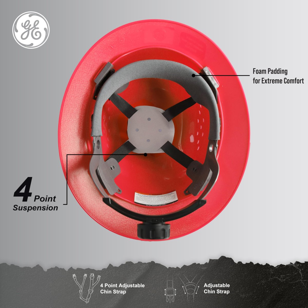Ansi Z89 1 2014 Osha Approved Safety Hard Hat Full Brim Vented Red Helmet With 4 Point Ratchet Suspension Impact Resistant For
