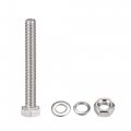 Uxcell M6 X 55mm Hex Head Screws Bolts Nuts Flat Lock Washers Kits 304 Stainless Steel Fully Thread Hexagon 10 Sets