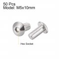 Uxcell M5x10mm Machine Screws Hex Socket Round Head Screw 304 Stainless Steel Fasteners Bolts 50pcs