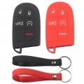 2 Pack Silicone Key Fob Cover Case For Dodge Durango Charger Challenger 2019 To 2022 And Jeep Grand Cherokee Compass 5 Button 
