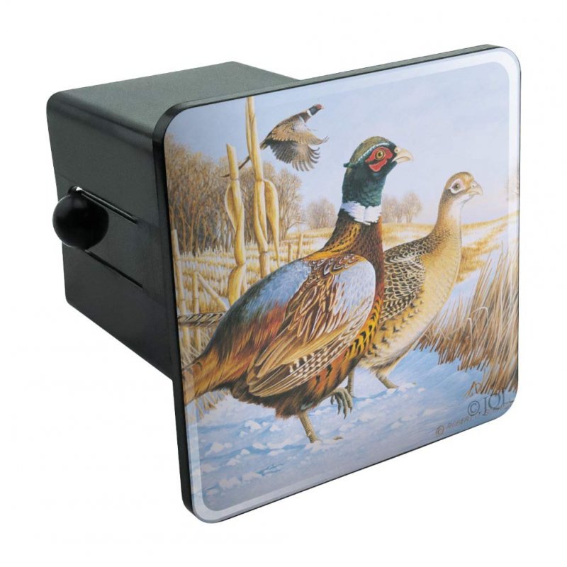 Pheasants In The Snowy Farm Field Trailer Hitch Cover Plugsert For 2 In Receivers Durable Abs Plastic Heavy Duty Tow Modern