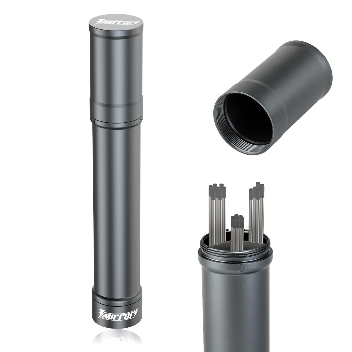 Tungsten Electrode Holder For Tig Welding With 3 Section Divider And Magnetic Base Aluminum Storage Tube Rods Titanium Gray