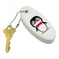 Cartoon Penguin With Bow Tie And Glasses Floating Keychain Oval Foam Fishing Boat Buoy Key Float For Water Sports 3 2 In X 1 4 